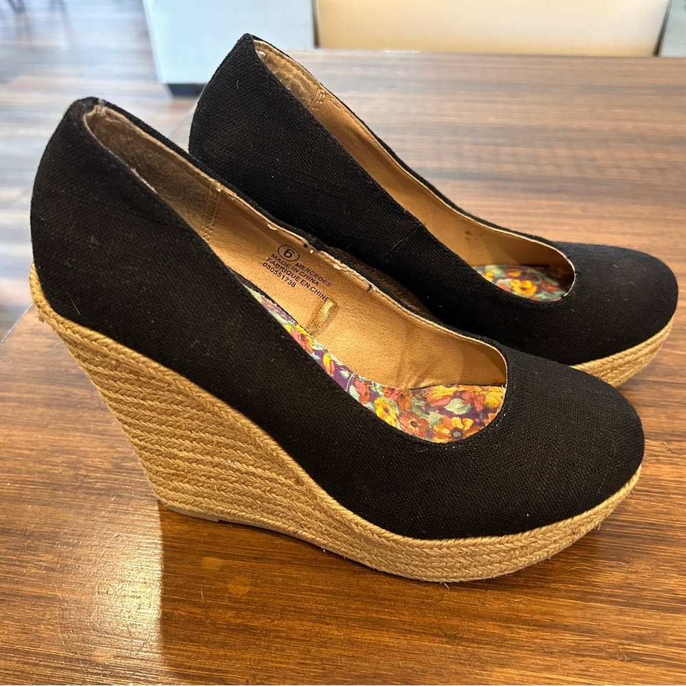 Black Wedge Heels